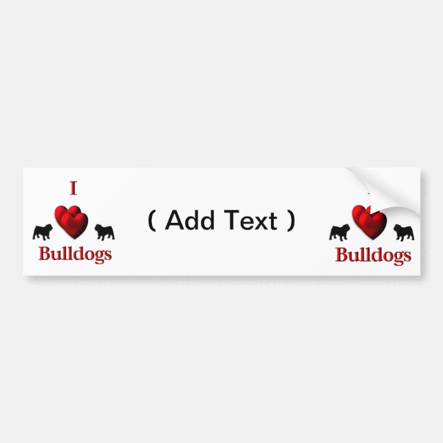 Jag Heart Bulldog Bildekal (Framsidan)