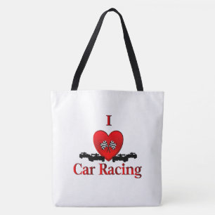 Jag Heart Car Tävla Tote Bag Tygkasse