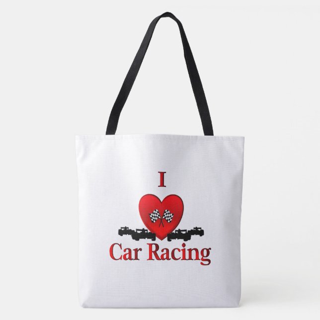 Jag Heart Car Tävla Tote Bag Tygkasse (Framsida)