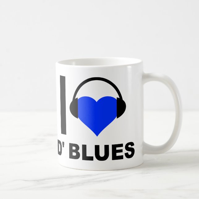 Jag Heart D'Blues Funny Mug Kaffemugg (Höger)