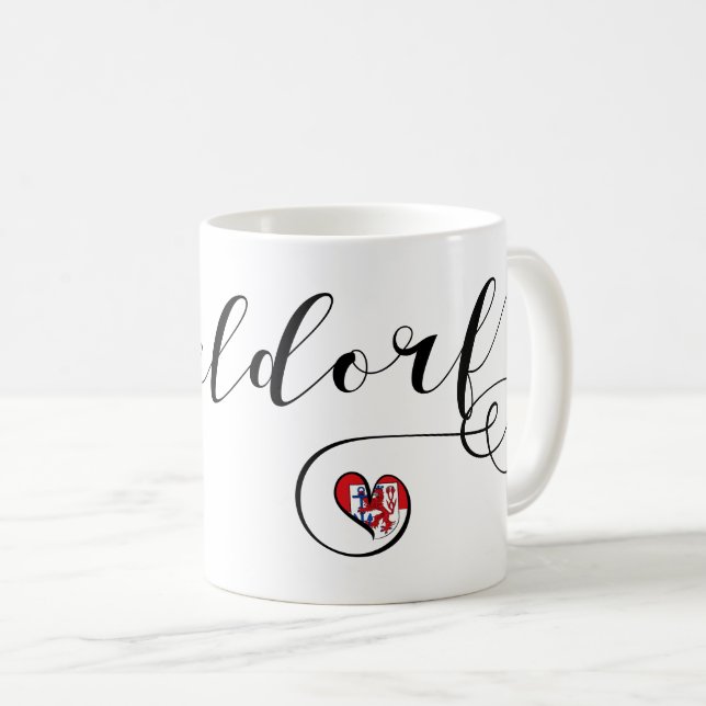 Jag Heart Düsseldorf, Flagga, Tyskland Kaffemugg (Framsida höger)