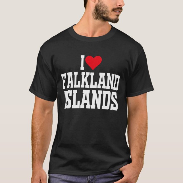 Jag Heart Falklandsöarna i kärlek Falklandsöarna T Shirt (Framsida)