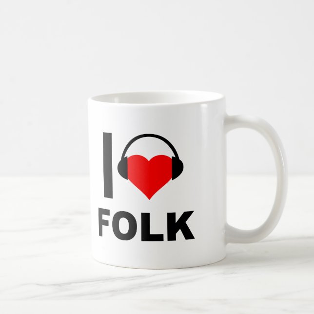 Jag Heart Folk Funny Mug Kaffemugg (Höger)