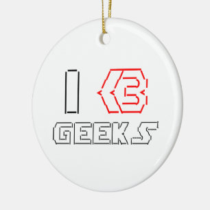 JAG Heart Geeks ASCII ART Julgransprydnad Keramik