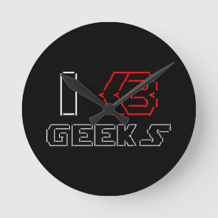 JAG Heart Geeks ASCII ART Rund Klocka