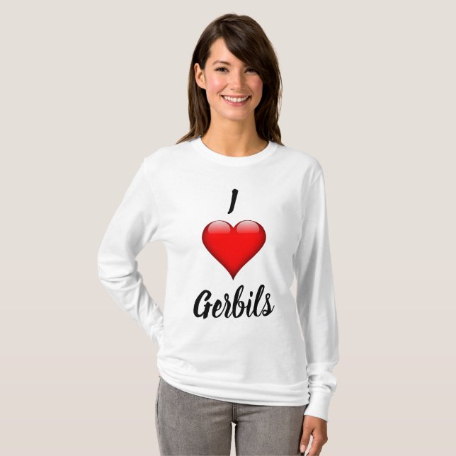 Jag Heart Gerbils Shirt Tee Shirt (Hel framsida)