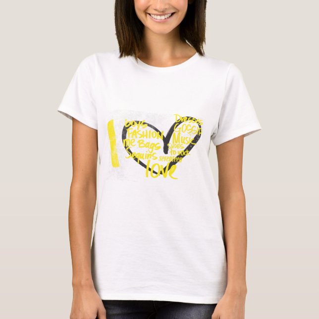 Jag Heart Graffiti Gult Tee (Framsida)