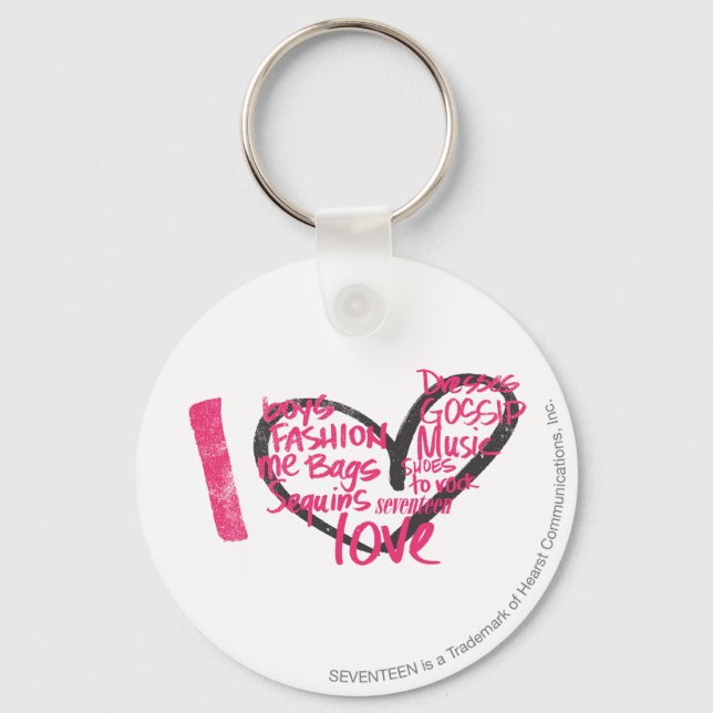 Jag Heart Graffiti Magenta Nyckelring (Framsida)