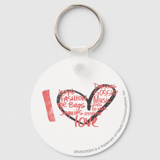 Jag Heart Graffiti Rosa Nyckelring (Framsida)