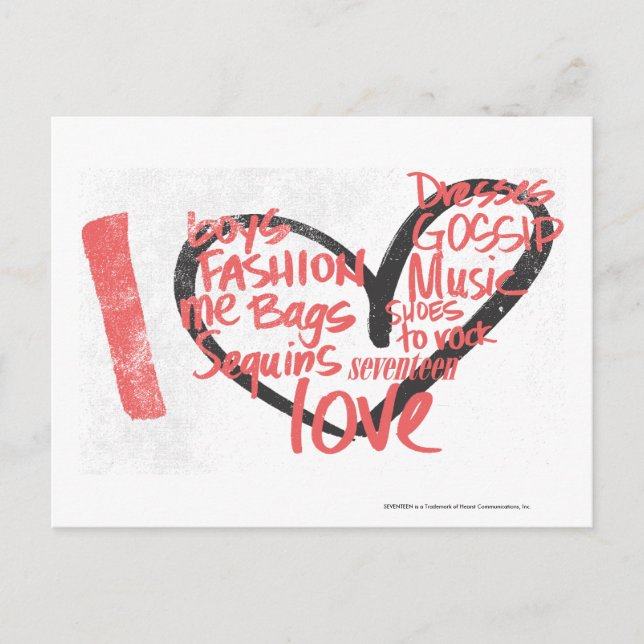 Jag Heart Graffiti Rosa Vykort (Framsida)