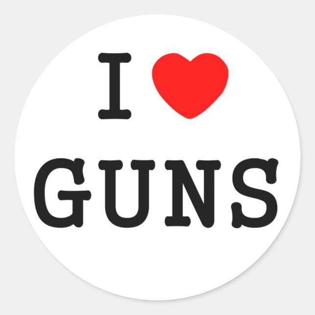Jag Heart Guns Runt Klistermärke (Framsida)