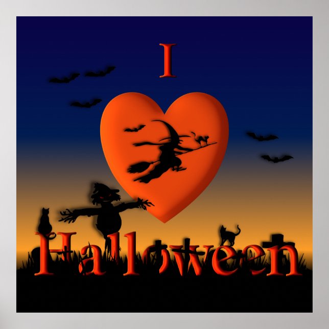 Jag Heart Halloween Artistic Poster Skriv ut (Framsidan)