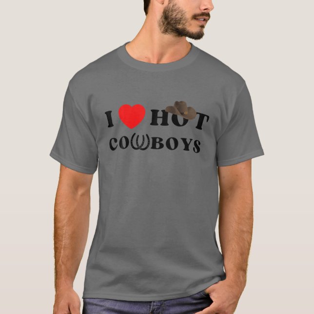 Jag Heart Hett Cowboys i Kärlek Hett Cowboys T Shirt (Framsida)