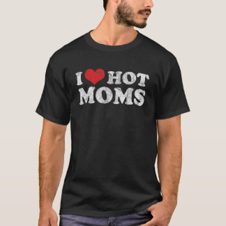Jag Heart Hett Mammor Funny Distress Milf Älskare T Shirt