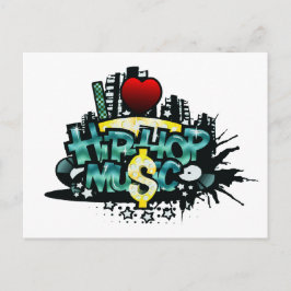 Jag Heart Hip hop Music Vykort