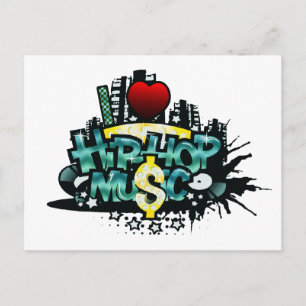 Jag Heart Hip hop Music Vykort