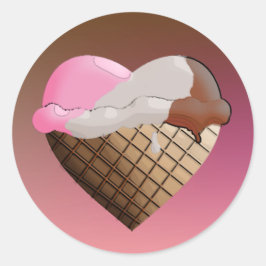 Jag (Heart) Ice Cream! Neapolitan Runt Klistermärke