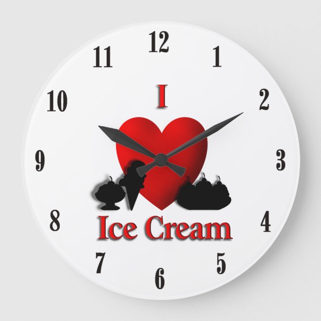Jag Heart Ice Cream Stor Klocka (Framsida)