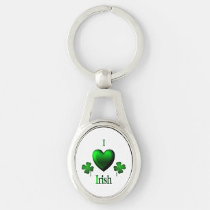 Jag Heart Irish Ovalt Silverfärgad Nyckelring