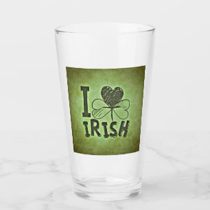 Jag Heart Irish Shamrock St patricks day Beer Pint Glaskopp