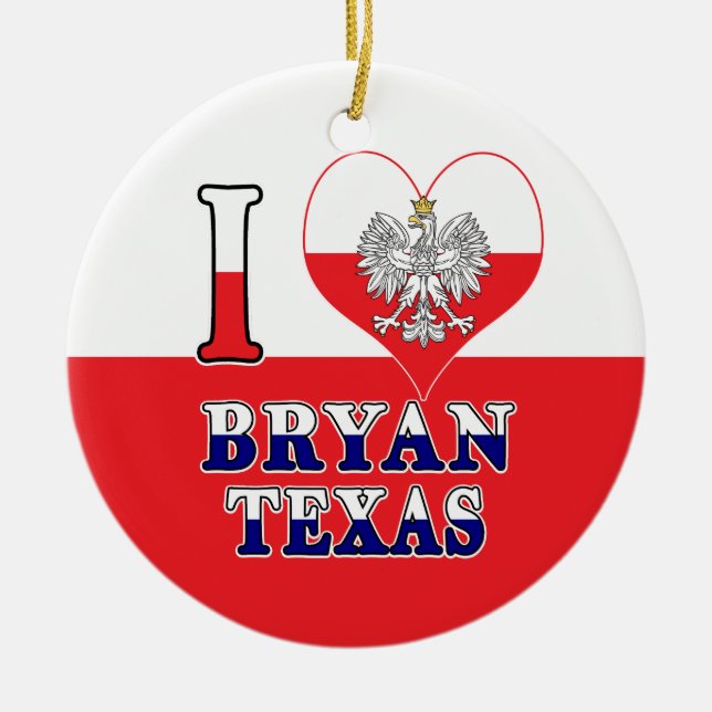 Jag Heart Kärlek Bryan Texas Julgransprydnad Keramik (Framsidan)
