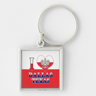Jag Heart Kärlek Dallas Texas Fyrkantig Silverfärgad Nyckelring