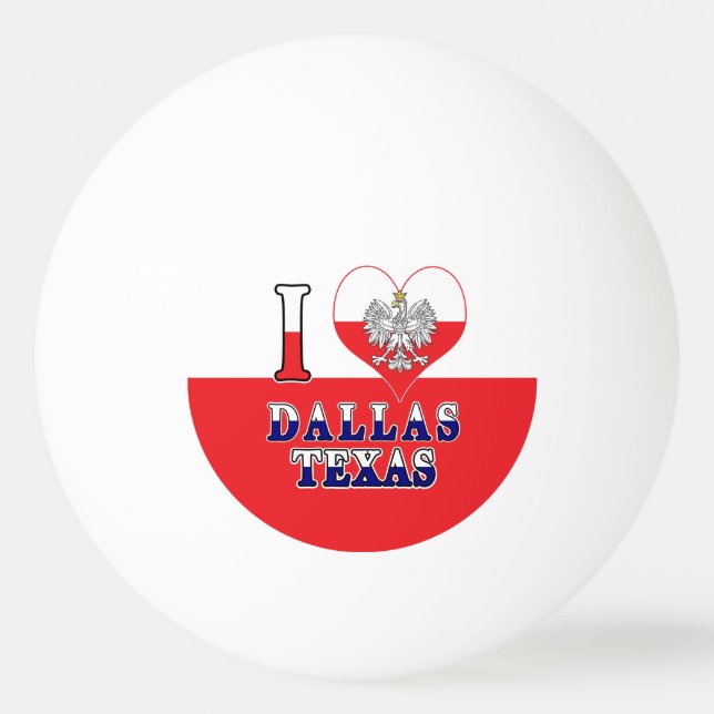 Jag Heart Kärlek Dallas Texas Pingisboll (Framsidan)