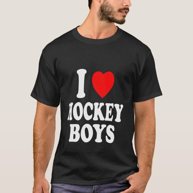 Jag Heart Kärlek Hockey Boys Skating Ice Attraktio T Shirt (Framsida)