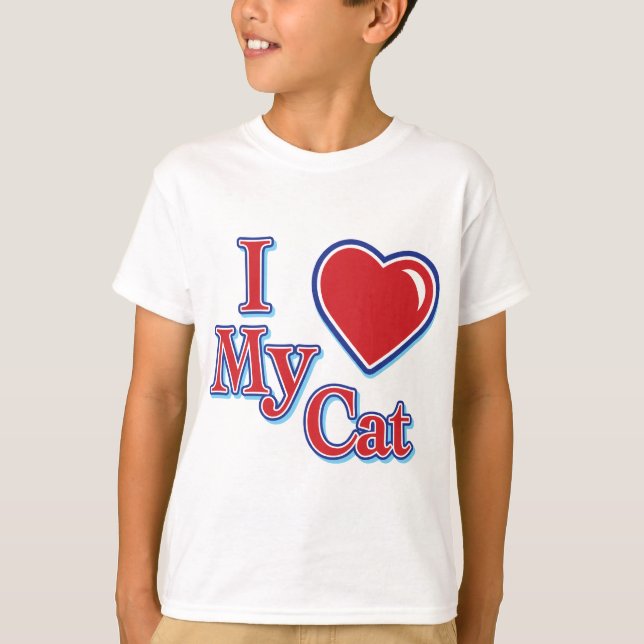 Jag Heart kärlek min katt Tee Shirt (Framsida)