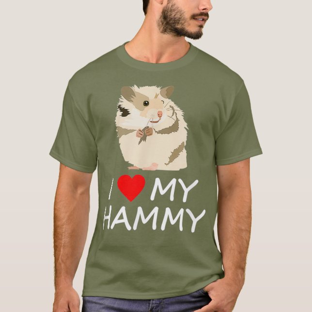 Jag Heart Kärlek My Hammy Cute Hamster T Shirt (Framsida)