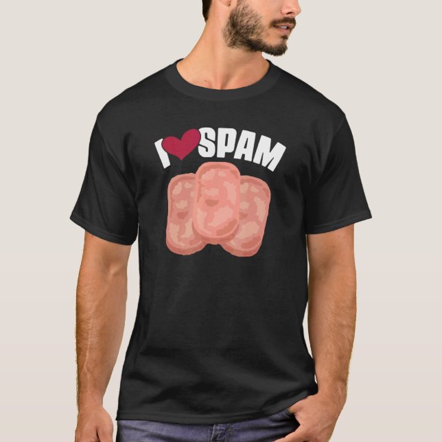 Jag Heart Kärlek Spam, konserverad kokt Gris Food  T Shirt (Framsida)
