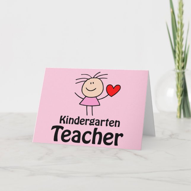 Jag Heart Kindergarten Lärare Kort (Framsida)