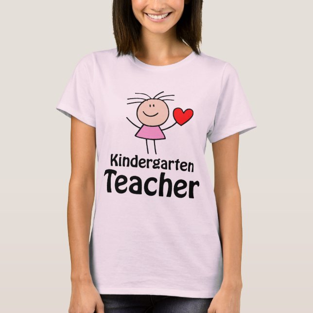 Jag Heart Kindergarten Lärare T Shirt (Framsida)