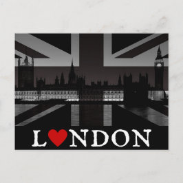 Jag Heart London Black & White Union Jack Postcard Vykort