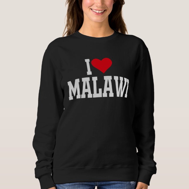 Jag Heart Malawi med Rött hjärta i kärlek Malawi T Shirt (Framsida)