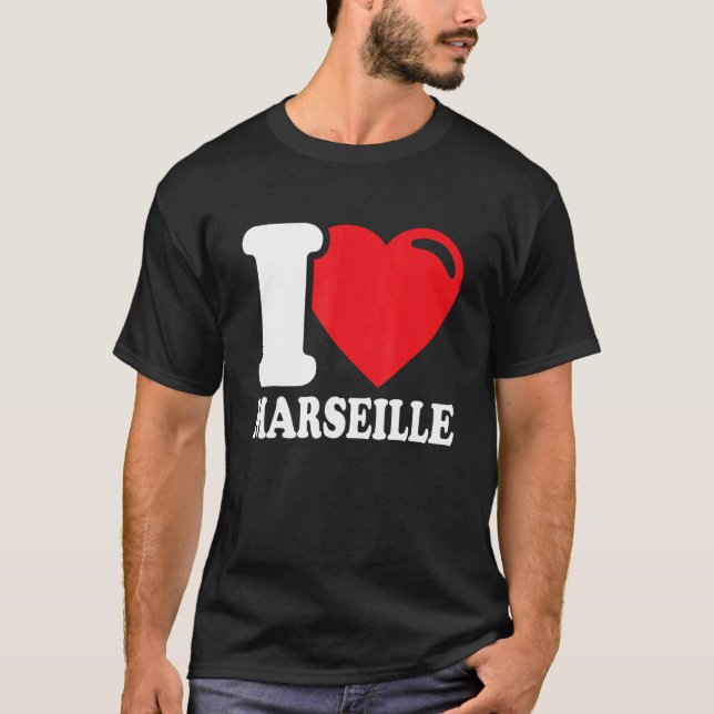 Jag Heart Marseille Bevackra Marseille City I Kärl T Shirt (Framsida)