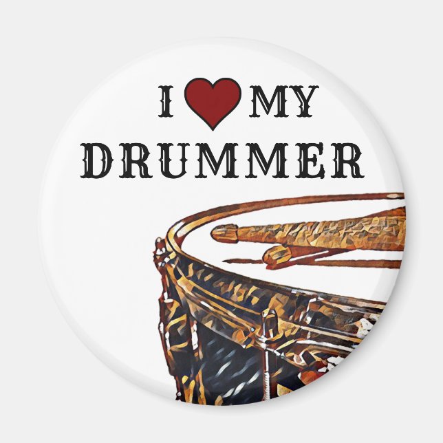 JAG *HEART* MIN DRUMMER Snare Drum Drumstick Drumm Magnet (Framsidan)
