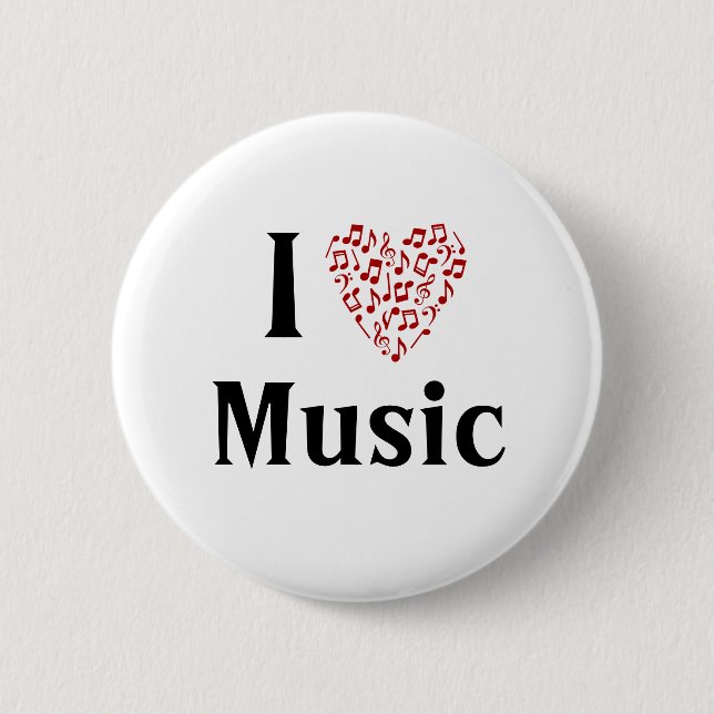 Jag Heart Music Anpassade-knapp Knapp (Framsida)