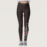 Jag HEART Music Treble Clef Black White Leggings<br><div class="desc">Jag HÖRDE MUSIC DESIGN med rött hjärta i en vit Treble Clef mot svart bakgrund och det flyter lite musik i luft!</div>