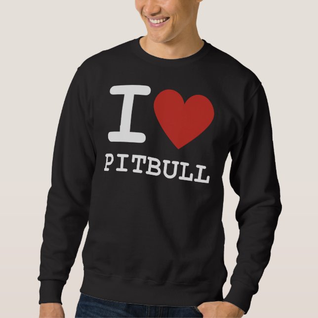 Jag Heart Pitbull i Kärlek Pitbull Passande Lång Ärmad Tröja (Framsida)