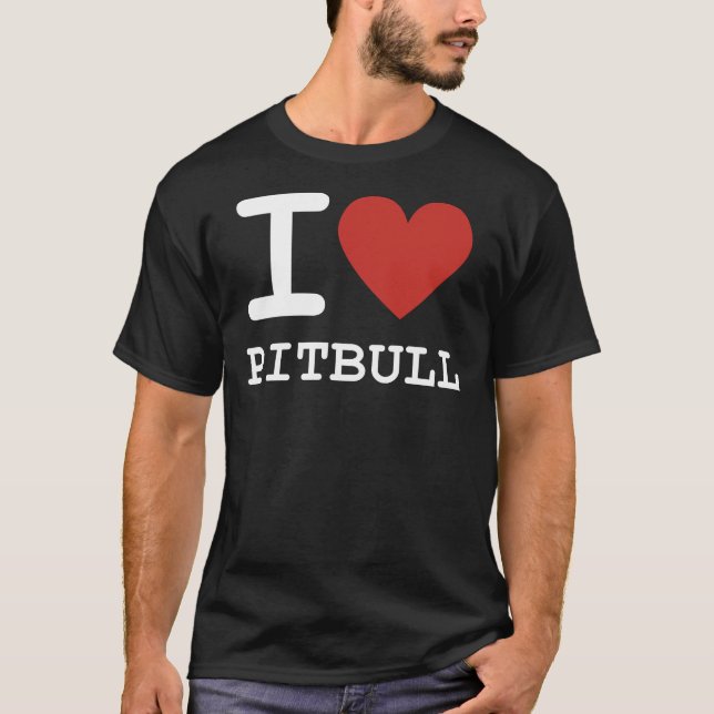 Jag Heart Pitbull i Kärlek Pitbull Passande T Shirt (Framsida)