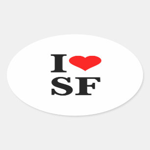 Jag Heart San Francisco Ovalt Klistermärke