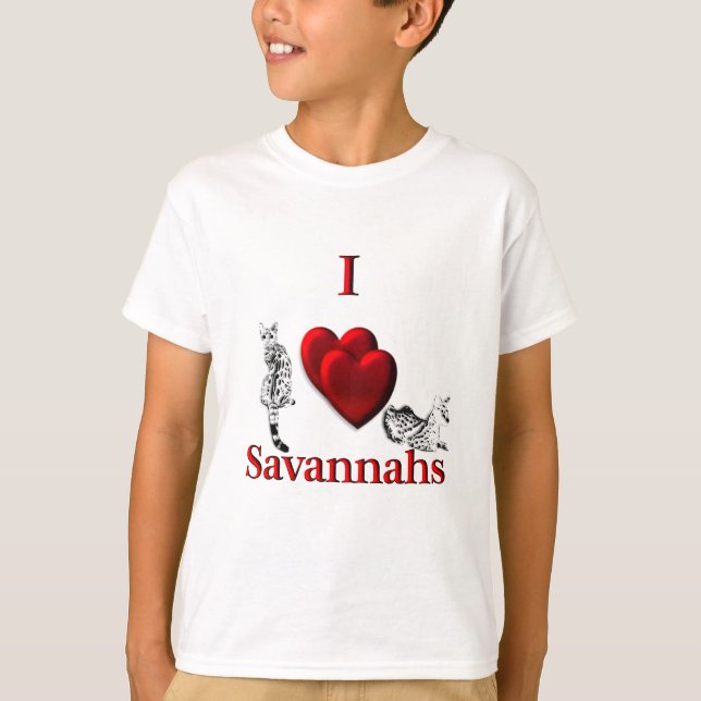 Jag Heart Savannah Cat T Shirt (Framsida)