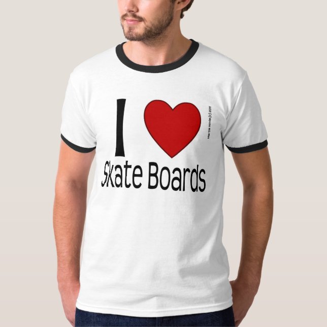 Jag Heart Skateboards Shirt Tee Shirt (Framsida)