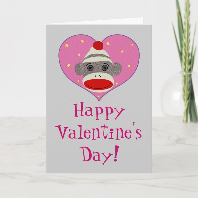 Jag Heart Sock monkey Card Helgkort (Framsida)