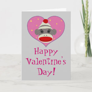 Jag Heart Sock monkey Card Helgkort