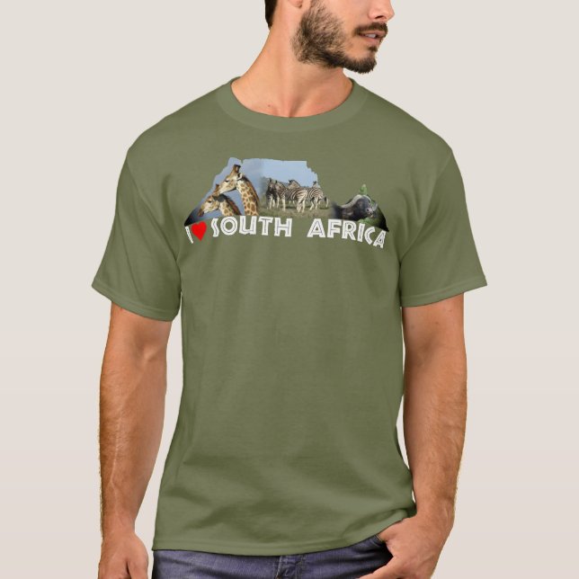 Jag Heart South Afrika Bord Mountain Collage T Shirt (Framsida)
