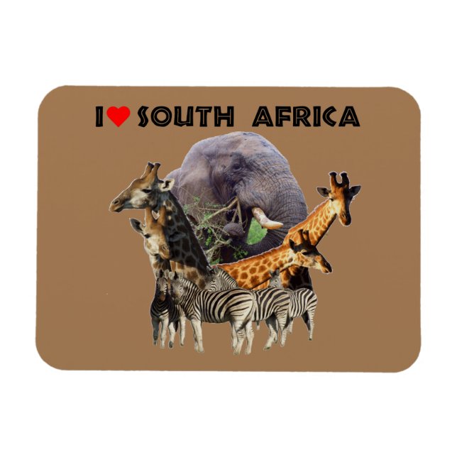 Jag Heart South Afrika Wildlife Collage Magnet (Horisontell)