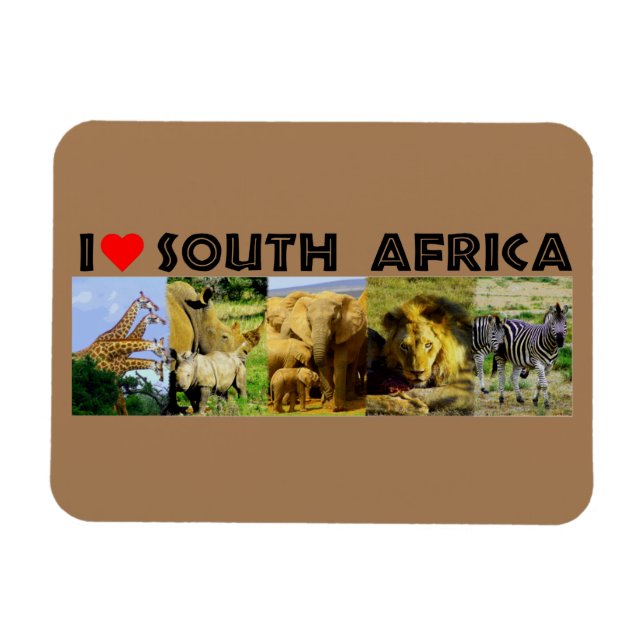 Jag Heart South Afrika Wildlife Photos Magnet (Horisontell)