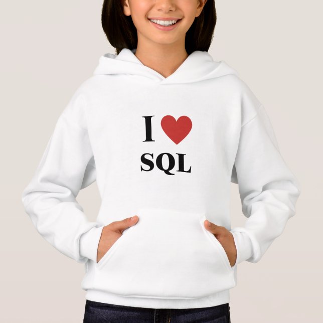 Jag HEART SQL Kids Hoodie T Shirt (Framsida)
